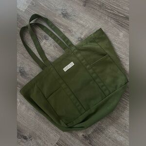 Forest Green Oversized Cotton Canvas Tote Bag
